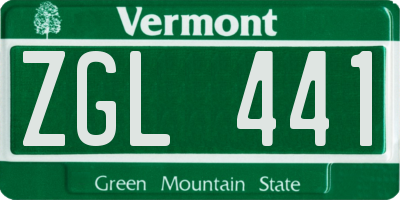 VT license plate ZGL441