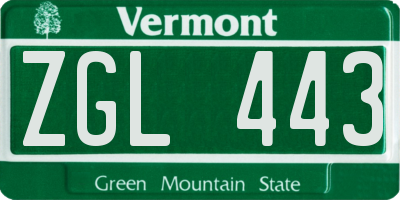 VT license plate ZGL443