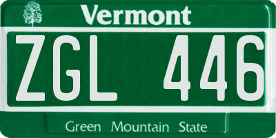 VT license plate ZGL446