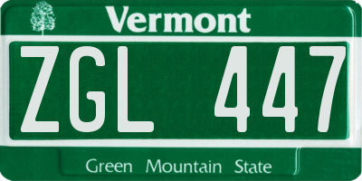 VT license plate ZGL447