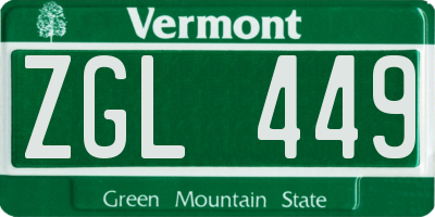 VT license plate ZGL449