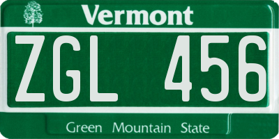 VT license plate ZGL456