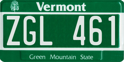 VT license plate ZGL461
