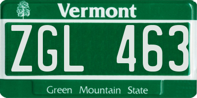 VT license plate ZGL463
