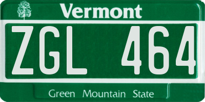 VT license plate ZGL464
