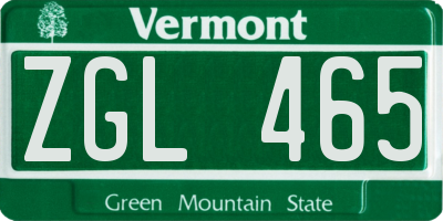 VT license plate ZGL465