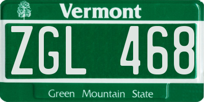 VT license plate ZGL468