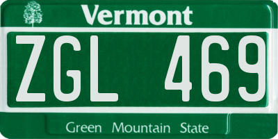 VT license plate ZGL469
