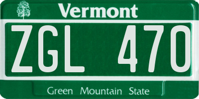 VT license plate ZGL470