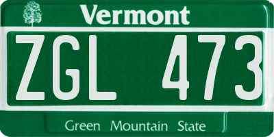 VT license plate ZGL473