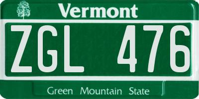 VT license plate ZGL476