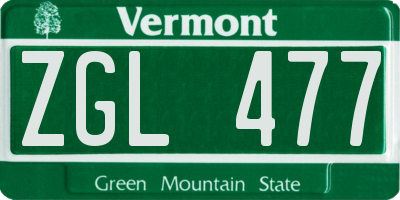VT license plate ZGL477