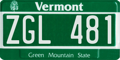 VT license plate ZGL481