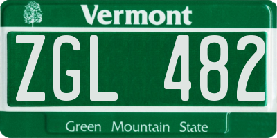 VT license plate ZGL482