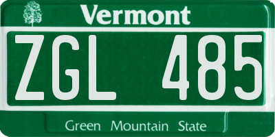 VT license plate ZGL485