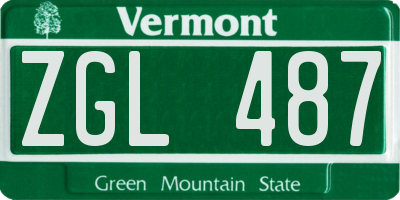 VT license plate ZGL487