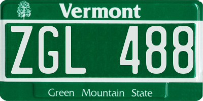 VT license plate ZGL488