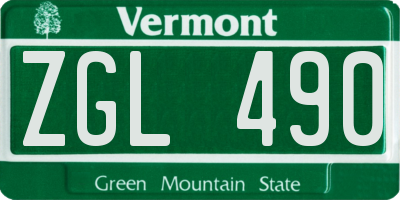 VT license plate ZGL490