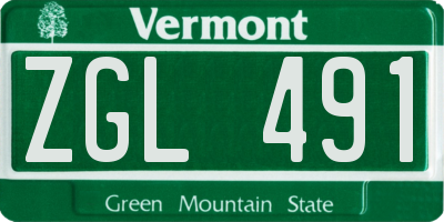 VT license plate ZGL491