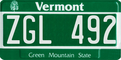 VT license plate ZGL492