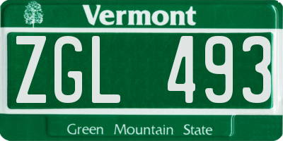 VT license plate ZGL493
