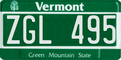 VT license plate ZGL495