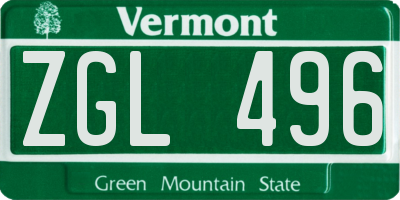 VT license plate ZGL496