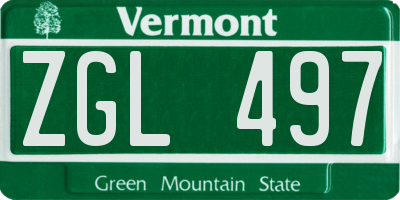 VT license plate ZGL497