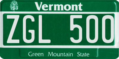 VT license plate ZGL500