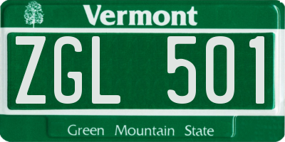 VT license plate ZGL501