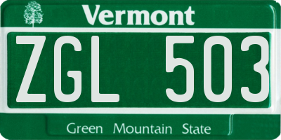 VT license plate ZGL503