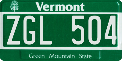VT license plate ZGL504