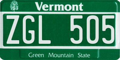 VT license plate ZGL505