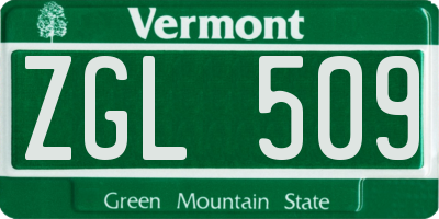 VT license plate ZGL509