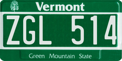 VT license plate ZGL514