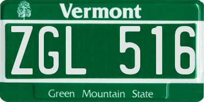 VT license plate ZGL516