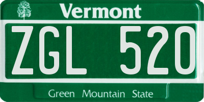 VT license plate ZGL520