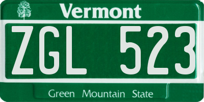 VT license plate ZGL523