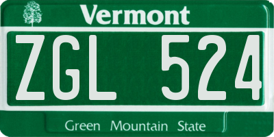 VT license plate ZGL524