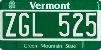 VT license plate ZGL525