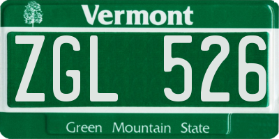 VT license plate ZGL526