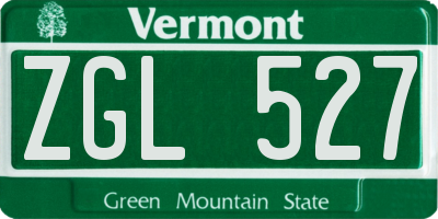 VT license plate ZGL527