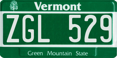 VT license plate ZGL529