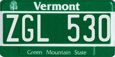 VT license plate ZGL530