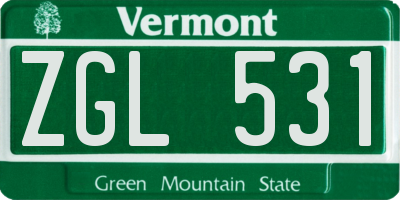 VT license plate ZGL531