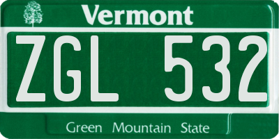 VT license plate ZGL532