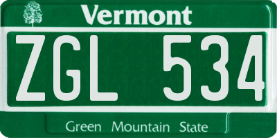 VT license plate ZGL534