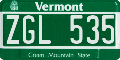 VT license plate ZGL535