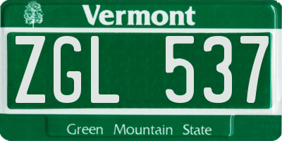 VT license plate ZGL537
