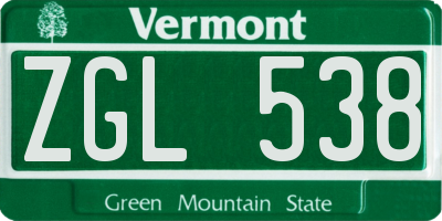 VT license plate ZGL538